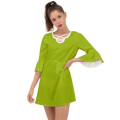 Dark Pistachio  Green	 - 	criss Cross Mini Dress