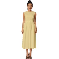 Egg Nog Yellow	 - 	sleeveless Round Neck Midi Dress
