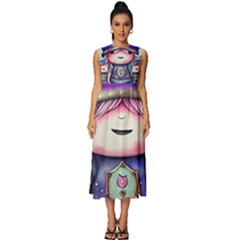 Necromancy Conjuration Magical Sleeveless Round Neck Midi Dress