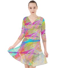 Abstract-14 Quarter Sleeve Front Wrap Dress