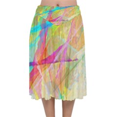 Abstract-14 Velvet Flared Midi Skirt