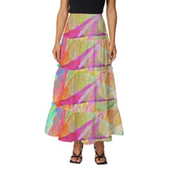 Abstract-14 Tiered Ruffle Maxi Skirt