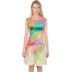 Abstract-14 Capsleeve Midi Dress