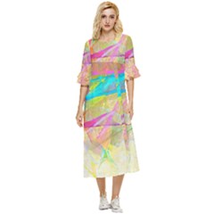 Abstract-14 Double Cuff Midi Dress