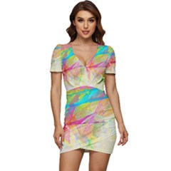 Abstract-14 Low Cut Cap Sleeve Mini Dress