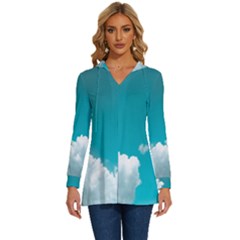 Clouds Hd Wallpaper Long Sleeve Drawstring Hooded Top