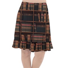 Books Bookshelf Bookcase Library Fishtail Chiffon Skirt
