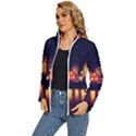 Night Houses River Bokeh Leaves Landscape Nature Women s Puffer Bubble Jacket Coat View2