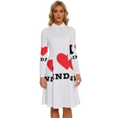 I Love Linda  Long Sleeve Shirt Collar A-line Dress by ilovewhateva