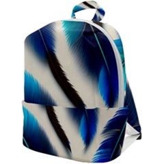 Feathers Pattern Design Blue Jay Texture Colors Zip Up Backpack