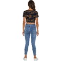 Waves Pattern Golden 3d Abstract Halftone Short Sleeve Square Neckline Crop Top  View4