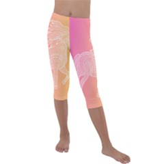 Unicorm Orange And Pink Kids  Lightweight Velour Capri Leggings 