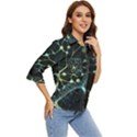 Ai Generated Neuron Network Connection Women s Quarter Sleeve Pocket Shirt View2