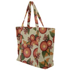Flowers Leaves Pattern Flora Botany Drawing Art Zip Up Canvas Bag by Ravend