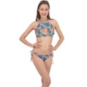 Flowers Petals Pattern Drawing Design Background Cross Front Halter Bikini Set View1