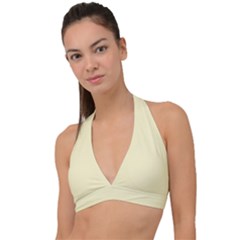 Lemon Chiffon Yellow	 - 	halter Plunge Bikini Top