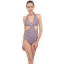 Deauville Mauve	 - 	Halter Front Plunge Swimsuit View1