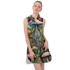 Craft Mushroom Sleeveless Shirt Dress by GardenOfOphir