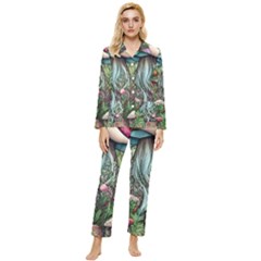 Craft Mushroom Womens  Long Sleeve Velvet Pocket Pajamas Set by GardenOfOphir
