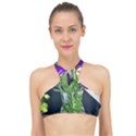 Cute Flower Wallpaper High Neck Bikini Top View1