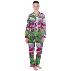 Forest Mushrooms Women s Long Sleeve Satin Pajamas Set	