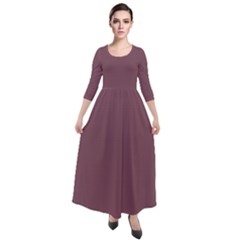 Dull Purple	 - 	quarter Sleeve Maxi Velour Dress