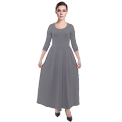 Old Silver Grey	 - 	quarter Sleeve Maxi Velour Dress