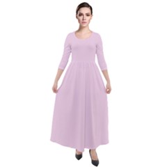 Pink Lace	 - 	quarter Sleeve Maxi Velour Dress