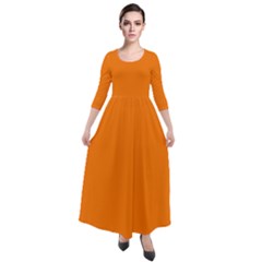 Turmeric Orange	 - 	quarter Sleeve Maxi Velour Dress