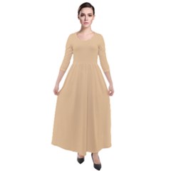 Light Tuscan Orange	 - 	quarter Sleeve Maxi Velour Dress