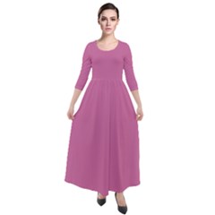 Wild Orchid Pink	 - 	quarter Sleeve Maxi Velour Dress