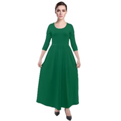 Cadmium Green	 - 	quarter Sleeve Maxi Velour Dress