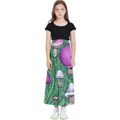 Woodsy Pottery Forest Mushroom Foraging Kids  Flared Maxi Skirt