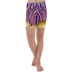 Flowery Garden Mushroom Kids  Lightweight Velour Capri Yoga Leggings