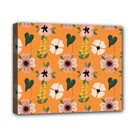 Flower Orange Pattern Floral Canvas 10  X 8  (stretched) by Dutashop
