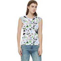 Giant Panda Bear Pattern Women s Raglan Cap Sleeve Tee
