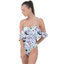 Giant Panda Bear Pattern Drape Piece Swimsuit View1