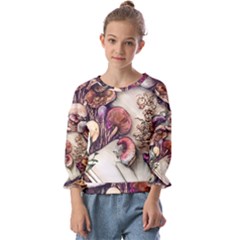 Dainty Mushroom Pendant Kids  Cuff Sleeve Top
