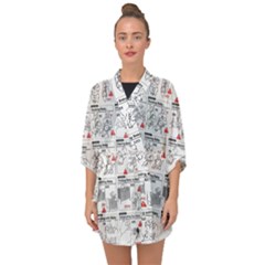 White Printer Paper With Text Overlay Humor Dark Humor Infographics Half Sleeve Chiffon Kimono