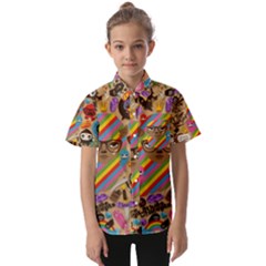 Multicolored Doodle Art Wallpaper Kids  Short Sleeve Shirt
