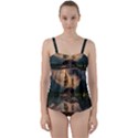Nature Waters Lake Island Landscape Thunderstorm Twist Front Tankini Set View1