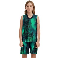 Aurora Northern Lights Celestial Magical Astronomy Kids  Basketball Mesh Set