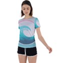 Tidal Wave Ocean Sea Tsunami Wave Minimalist Back Circle Cutout Sports Tee View1