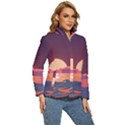 Sunset Ocean Beach Water Tropical Island Vacation 5 Women s Puffer Bubble Jacket Coat View3