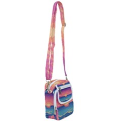 Sunset Ocean Beach Water Tropical Island Vacation 2 Shoulder Strap Belt Bag