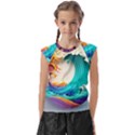 Tsunami Tidal Wave Wave Minimalist Ocean Sea 3 Kids  Raglan Cap Sleeve Tee View1