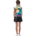 Tsunami Tidal Wave Wave Minimalist Ocean Sea 3 Kids  Raglan Cap Sleeve Tee View2