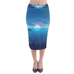 Ai Generated Ocean Sea Water Anime Nautical 2 Velvet Midi Pencil Skirt