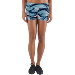Pattern Ocean Waves Arctic Ocean Blue Nature Sea Yoga Shorts
