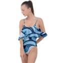 Pattern Ocean Waves Arctic Ocean Blue Nature Sea Drape Piece Swimsuit View1